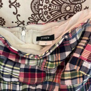 J. Crew Multicolor Strapless Plaid Dress